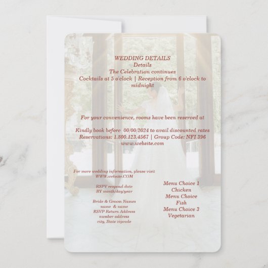 Bruids feest viering uitnodiging (Achterkant)