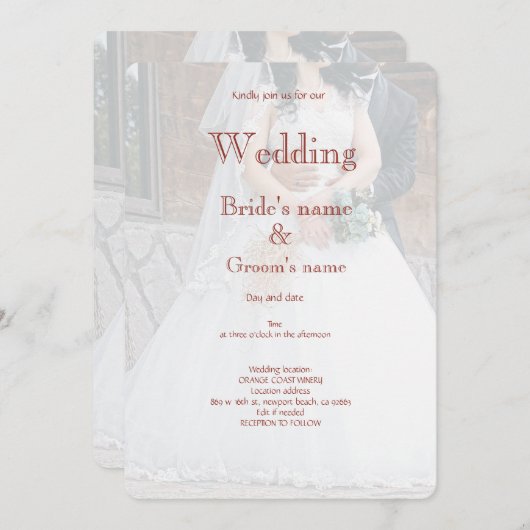 Bruids feest viering uitnodiging (Voorkant / Achterkant)