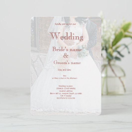 Bruids feest viering uitnodiging (Staand voorkant)