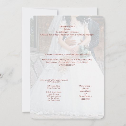 Bruids feest viering uitnodiging (Achterkant)