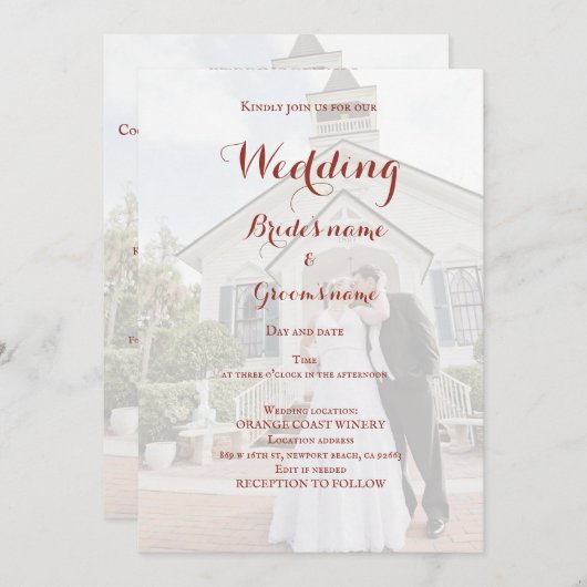 Bruids feest viering uitnodiging (Voorkant / Achterkant)