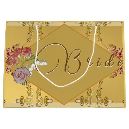 Bruid's Floral Gold Groot Cadeauzakje (Voorkant)