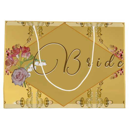 Bruid's Floral Gold Groot Cadeauzakje (Achterkant)