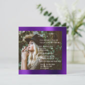Bruids Foto Afstudeerfeest Paarse Pruim Metallic Kaart (Staand voorkant)
