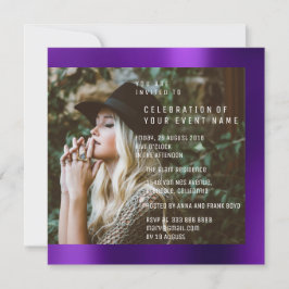 Bruids Foto Afstudeerfeest Paarse Pruim Metallic Kaart