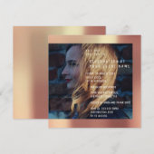 Bruids Foto Afstuderen Verjaardag Koper Metallic Kaart (Voorkant / Achterkant)