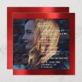 Bruids Foto Afstuderen Verjaardag Ruby Red Metalli Kaart (Voorkant / Achterkant)