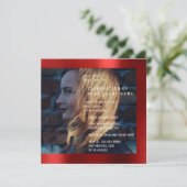 Bruids Foto Afstuderen Verjaardag Ruby Red Metalli Kaart (Staand voorkant)