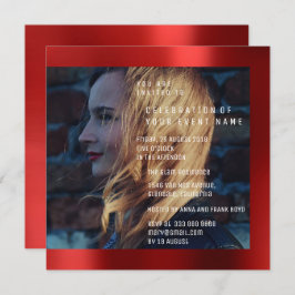 Bruids Foto Afstuderen Verjaardag Ruby Red Metalli Kaart