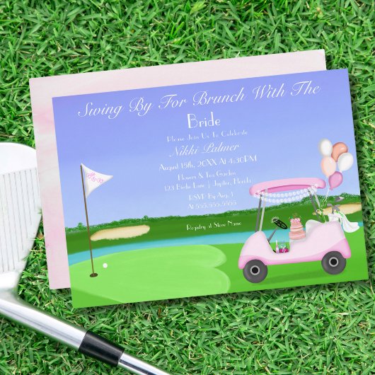 Bruids Golfkar Bruids Shower Brunch Feest Kaart