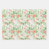 Bruids groene en roze tropische bloemen en varens inpakpapier vel (Voorkant 3)