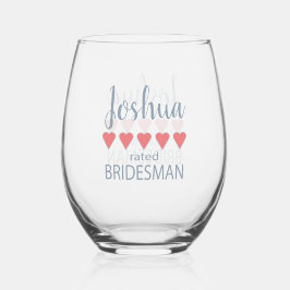 Bruids & Huwelijksfeest 5 Hart Bruidsman Wijnglas Zonder Voet