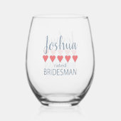 Bruids & Huwelijksfeest 5 Hart Bruidsman Wijnglas Zonder Voet (Achterkant)