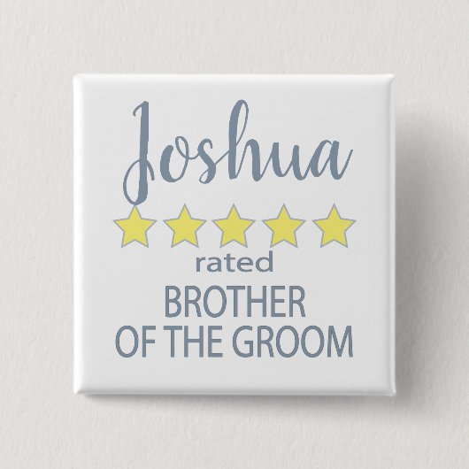 Bruids & Huwelijksfeest 5 Sterren Broer van Groom Vierkante Button 5,1 Cm (Voorkant)