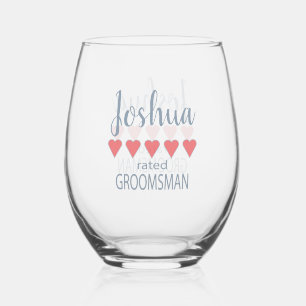 Bruids & Huwelijkspartij 5 Hart Groomsman Wijnglas Zonder Voet