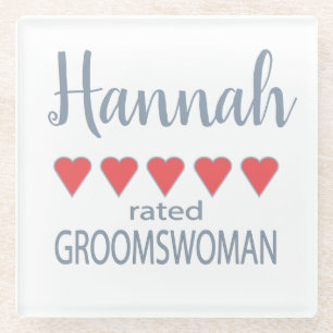 Bruids & Huwelijkspartij 5 Hart Groomswoman Glazen Onderzetter