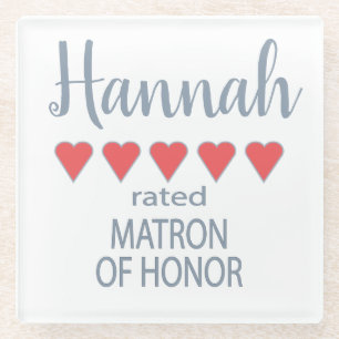 Bruids & Huwelijkspartij 5 Hart Matron van Eer Glazen Onderzetter