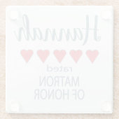 Bruids & Huwelijkspartij 5 Hart Matron van Eer Glazen Onderzetter (Achterkant)