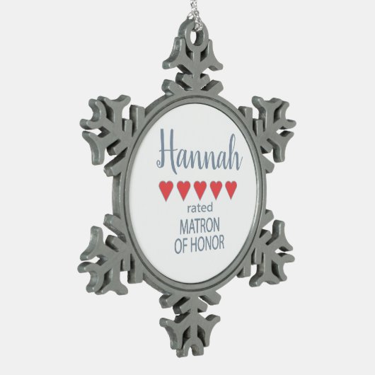 Bruids & Huwelijkspartij 5 Hart Matron van Eer Tin Sneeuwvlok Ornament (Links)