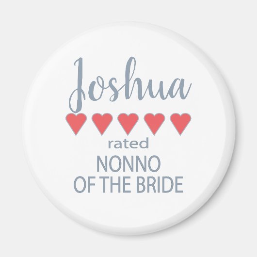 Bruids & Huwelijkspartij 5 Hart Nonno van Bruid Magneet (Voorkant)