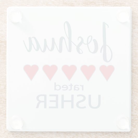 Bruids & Huwelijkspartij 5 Hart Usher Glazen Onderzetter (Achterkant)