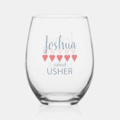 Bruids & Huwelijkspartij 5 Hart Usher Wijnglas Zonder Voet (Voorkant)