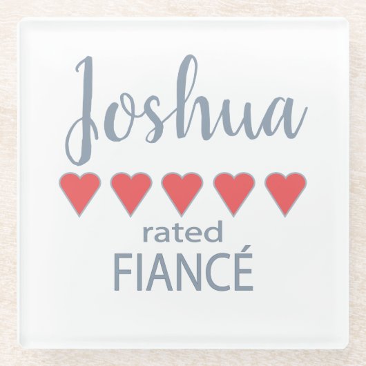 Bruids & Huwelijkspartij 5 Hartverloofde Glazen Onderzetter (Voorkant)