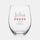 Bruids & Huwelijkspartij 5 Hartverloofde Wijnglas Zonder Voet (Achterkant)