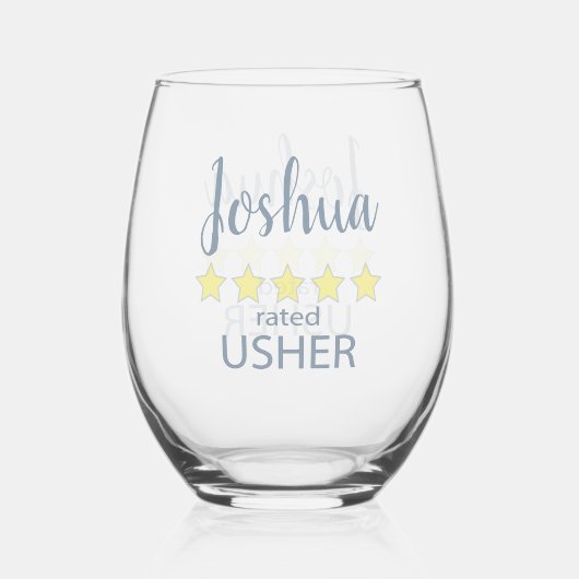 Bruids & Huwelijkspartij 5 Sterren Usher Wijnglas Zonder Voet (Voorkant)