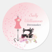 Bruids Jurk Wijzigingen Roze Business Ronde Sticker (Voorkant)