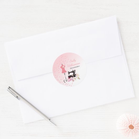 Bruids Jurk Wijzigingen Roze Business Ronde Sticker (Envelop)