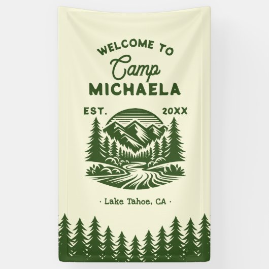 Bruids Kamp Bachelorette Retro Welkom Spandoek (Verticaal)