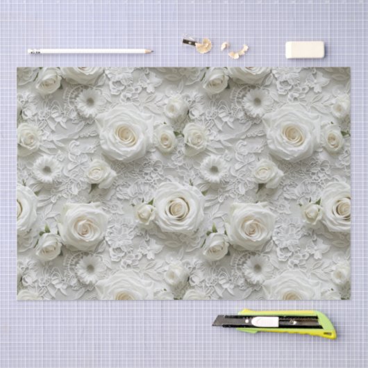 Bruids kant en witte rozen tissuepapier (Craft)