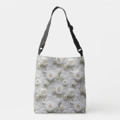 Bruids kant witte rozen crossbody tas (Achterkant)