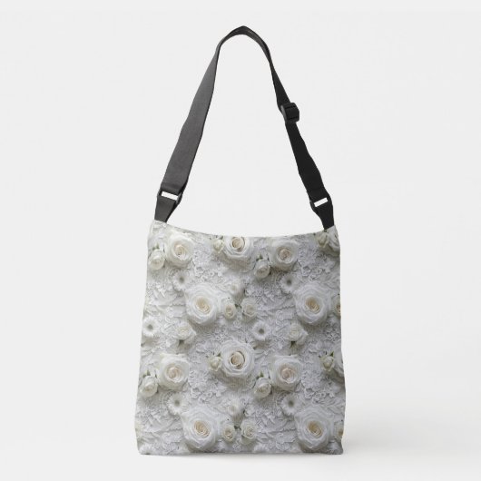 Bruids kant witte rozen crossbody tas (Voorkant)