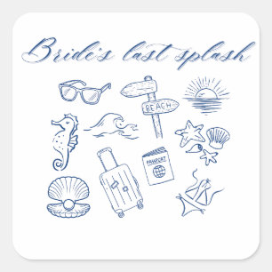 Bruids Laatste Duik Ontwerp Ocean Strand Jonggez Vierkante Sticker