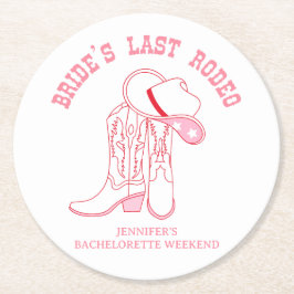 Bruids laatste rodeo vrijgezellenfeest cadeaus ronde kartonnen onderzetter