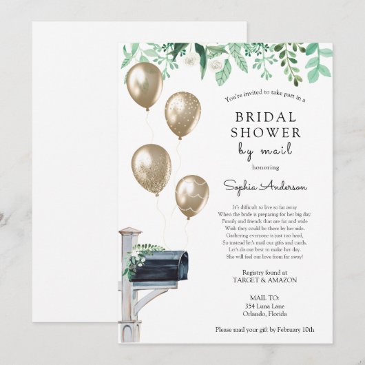 Bruids Lange Afstand Douche per Mail Kaart (Voorkant / Achterkant)