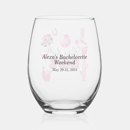 Bruid's Last Ride Bachelorette Party Wijnglas Wijnglas Zonder Voet (Achterkant)