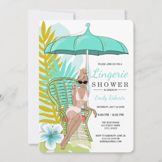 Bruids lingerie douche Blonde Bruid Kaart (Voorkant)