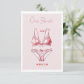 Bruids lingerie feest kaart met maat (Staand voorkant)