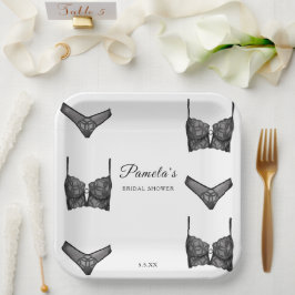 Bruids lingerie feestje vrijgezellen panty patroon papieren bordje