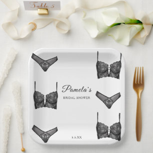 Bruids lingerie feestje vrijgezellen panty patroon papieren bordje
