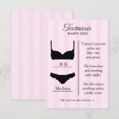 Bruids lingerie maat kaart (Voorkant / Achterkant)