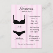 Bruids lingerie maat kaart (Voorkant)