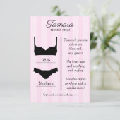 Bruids lingerie maat kaart (Staand voorkant)