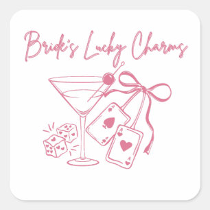 Bruids Lucky Charms Casino Meisjesuitje Vierkante Sticker