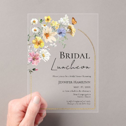 bruids lunch | Wildflower Boho Vrijgezellenfeest Acryl Uitnodigingen (Insitu (Draagbaar))