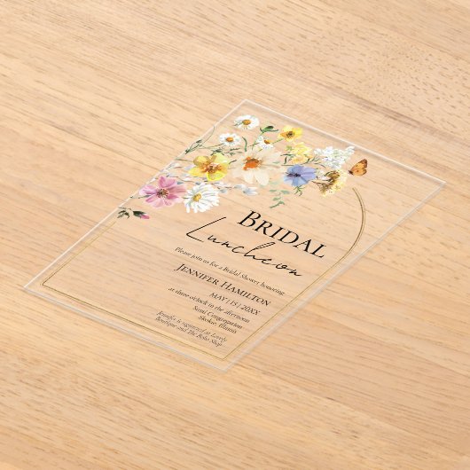bruids lunch | Wildflower Boho Vrijgezellenfeest Acryl Uitnodigingen (Laagn)