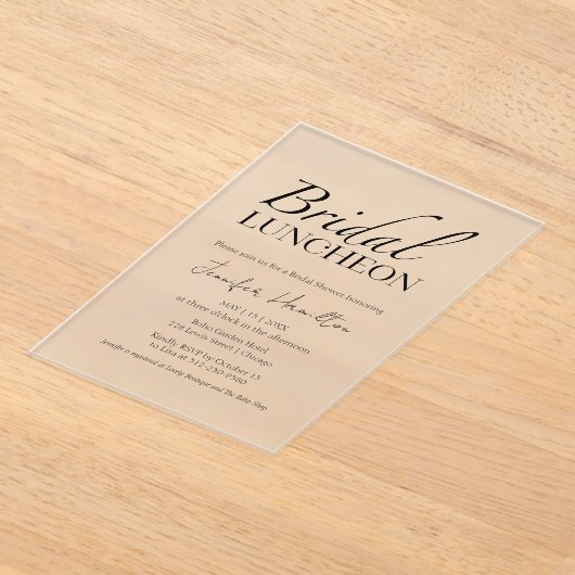 bruids lunch | Zwart-wit Vrijgezellenfeest Acryl Uitnodigingen (Laagn)